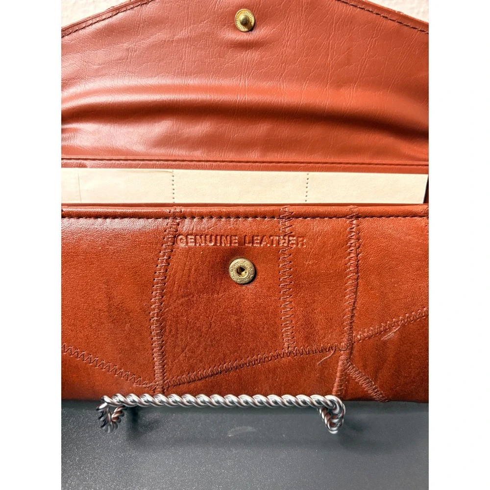 Ambassador Checkbook Wallet Womens OS Brown Like New Patchwork Leather Vintage